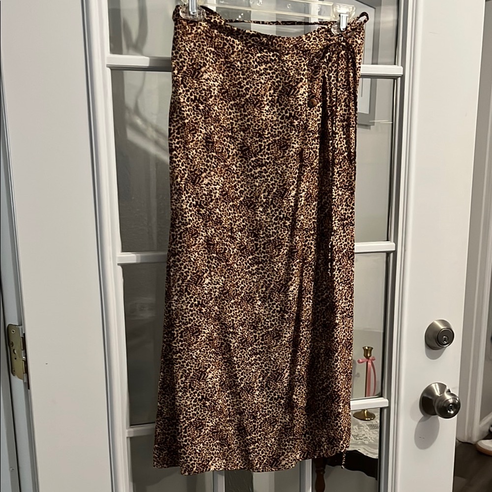 Faithfull the Brand Cheetah Print Wrap Midi Skirt